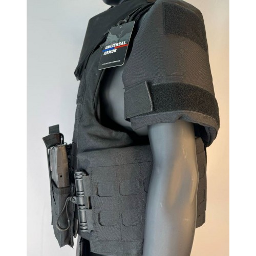 Бронежилет разгрузочный UNIVERSAL ARMOR в Омске (СВМПЭ + бронеплиты Бр5 класса) черный