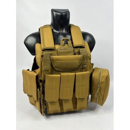 Тактический разгрузочный жилет «5 / пять карманов» с подсумками Tactical Molle Plate Carrier для съемных бронепластин в Омске